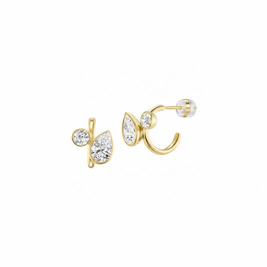 Sienna Huggies – Gold in 925 sterling silver with pear-shaped and round zircon stones