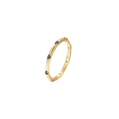 SIYA Ring Blue by KJAYDE, waterproof gold ring with deep blue stone accents