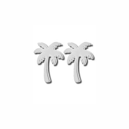 Siya sterling silver palm tree stud earrings with polished tropical silhouette