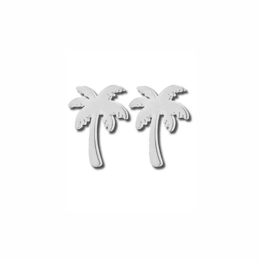 Siya sterling silver palm tree stud earrings with polished tropical silhouette