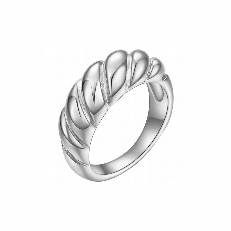 Esme sterling silver scalloped dome band ring with satin-textured grooves