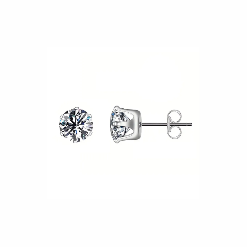 Lua sterling silver solitaire stud earrings with prong-set round brilliant stone