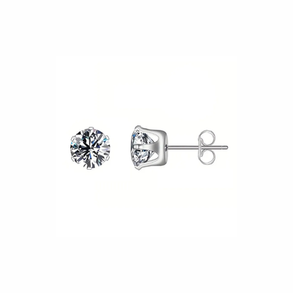 Lua sterling silver solitaire stud earrings with prong-set round brilliant stone