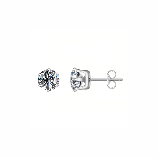 Lua sterling silver solitaire stud earrings with prong-set round brilliant stone
