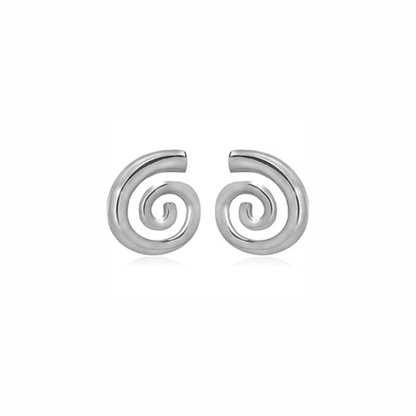 Zuma sterling silver spiral stud earrings with modern sculptural design
