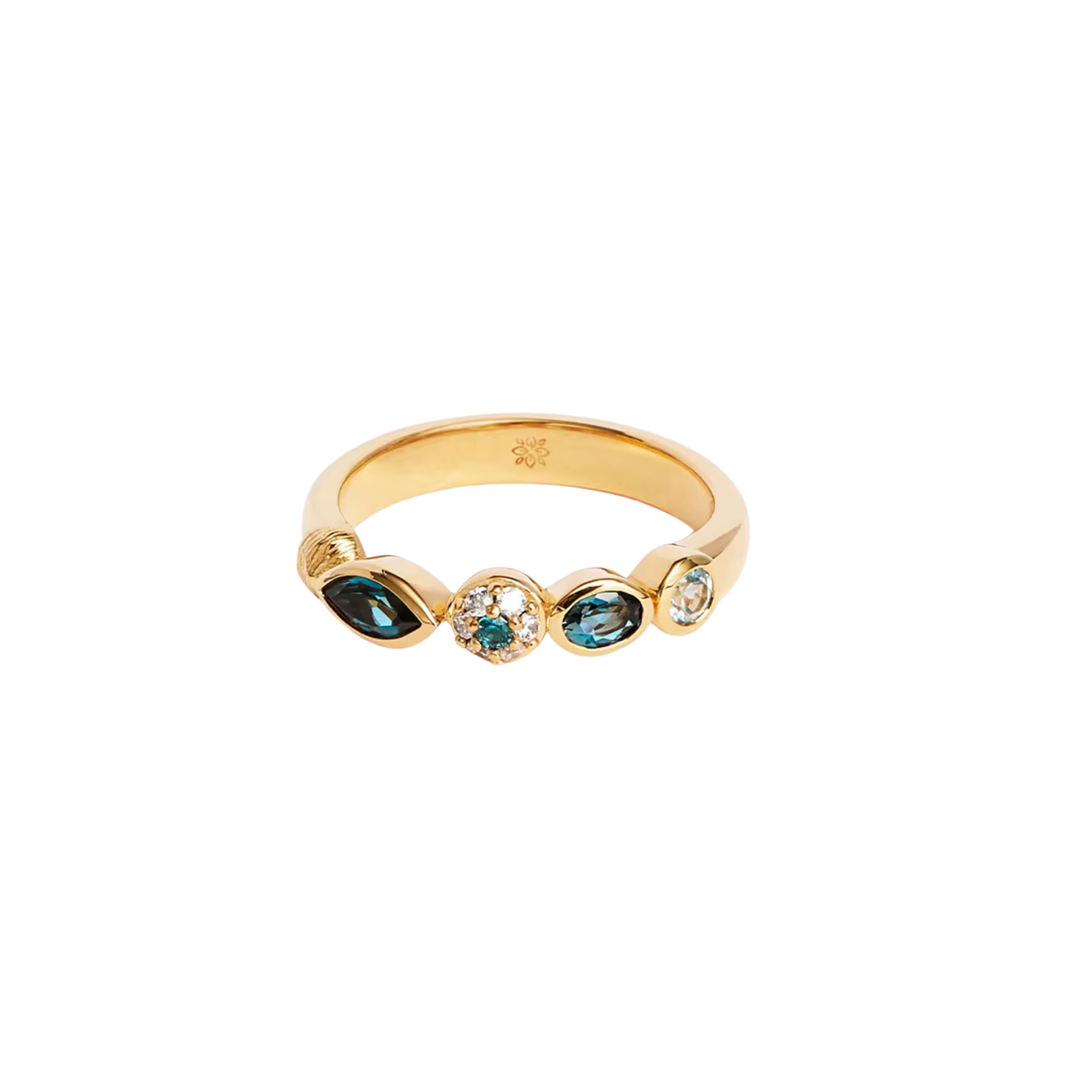 Talia Ring – Gold Premium Collection ring in 925 sterling silver with 1 micron gold plating and deep blue stone detailing