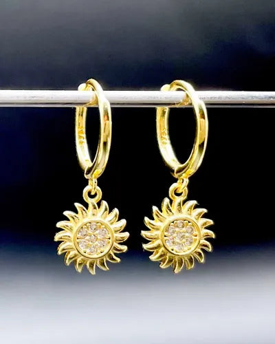 Sunburst Huggie Earrings - Gold