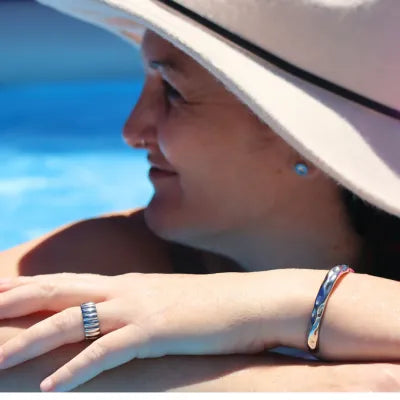 Ripple Cuff Bangle - Silver